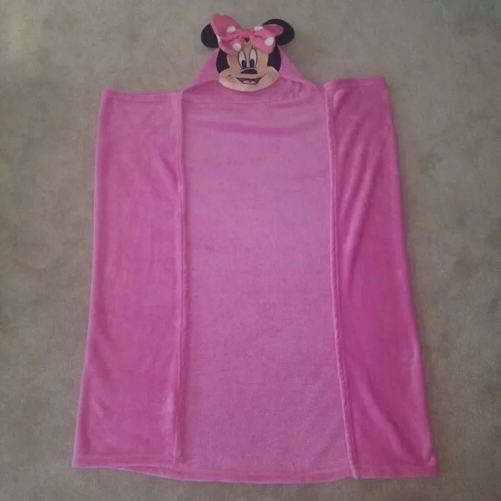 Disney Minnie Mouse Hooded Blanket Pink Black Fleece SOFT Lovey Northwest